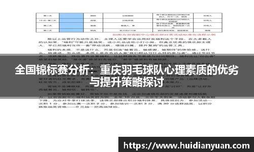 全国锦标赛分析：重庆羽毛球队心理素质的优劣与提升策略探讨